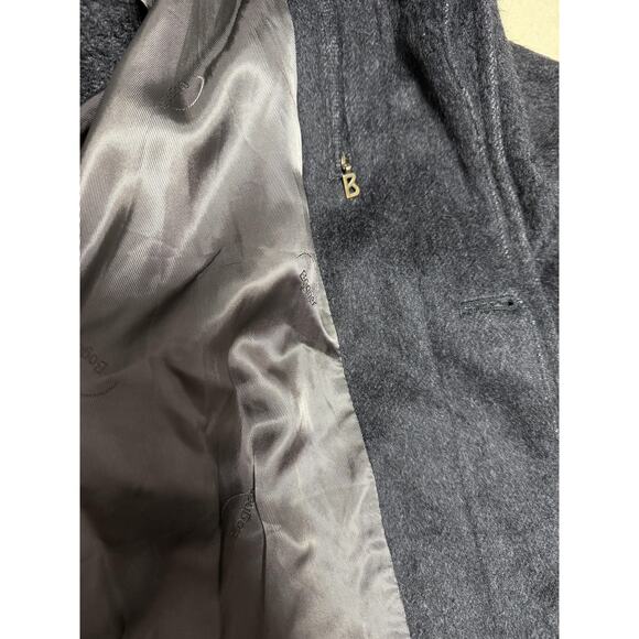 Bogner Coat woman Large Charcoal Belted Overcoat Made in West Germany - Picture 11 of 16